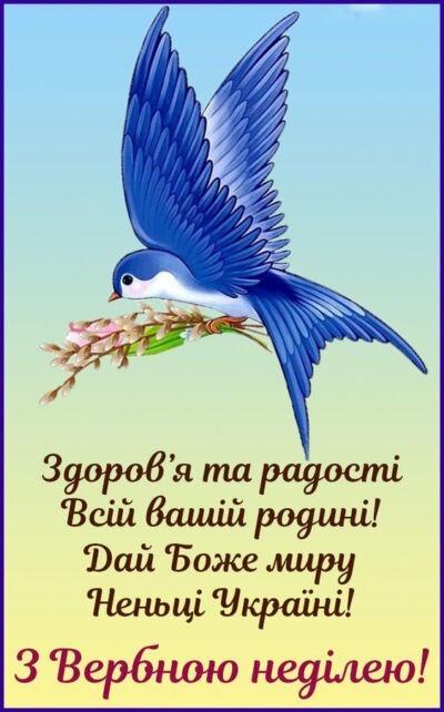 з вербною неділею листівка з привітанням